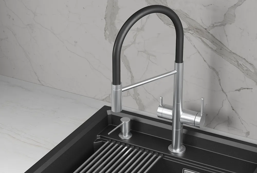 Смеситель для кухни Granula Kitchen Space 8277 нержавеющая сталь, подключение к фильтру, гибкий излив