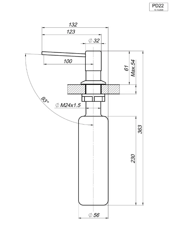 Дозатор моющего средства Granula 22PD алюминиум, объем 500 мл