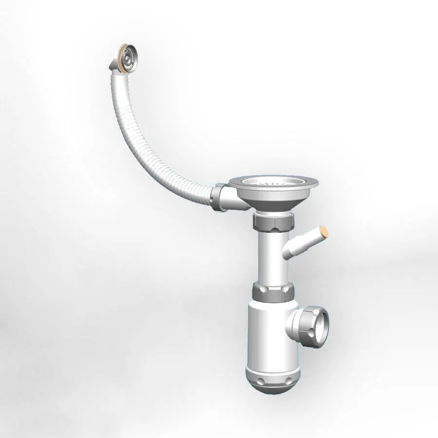 Сифон для мойки Grand 3 1/2 с круглым переливом, выпуск сталь (С.Н. 311-11-24)