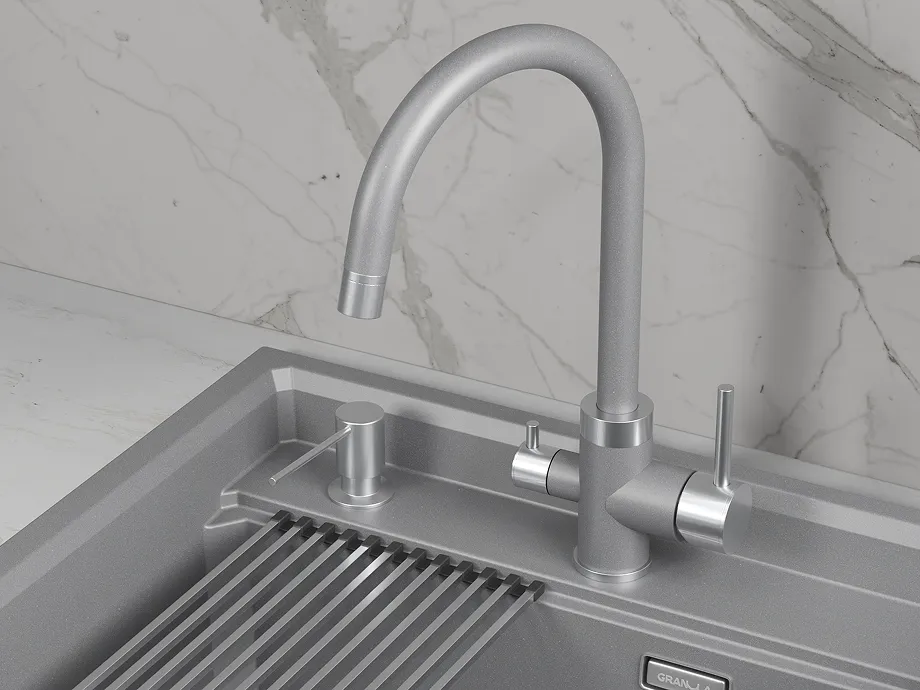 Смеситель для кухни Granula 5169 алюминиум, подключение к фильтру