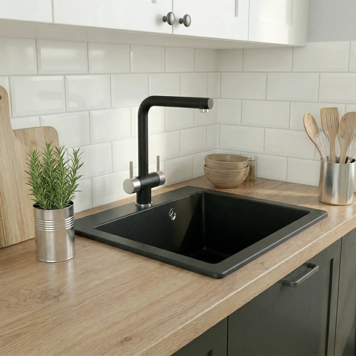 Мойка для кухни Granula 5102 черный, 51х52 см, квадратная