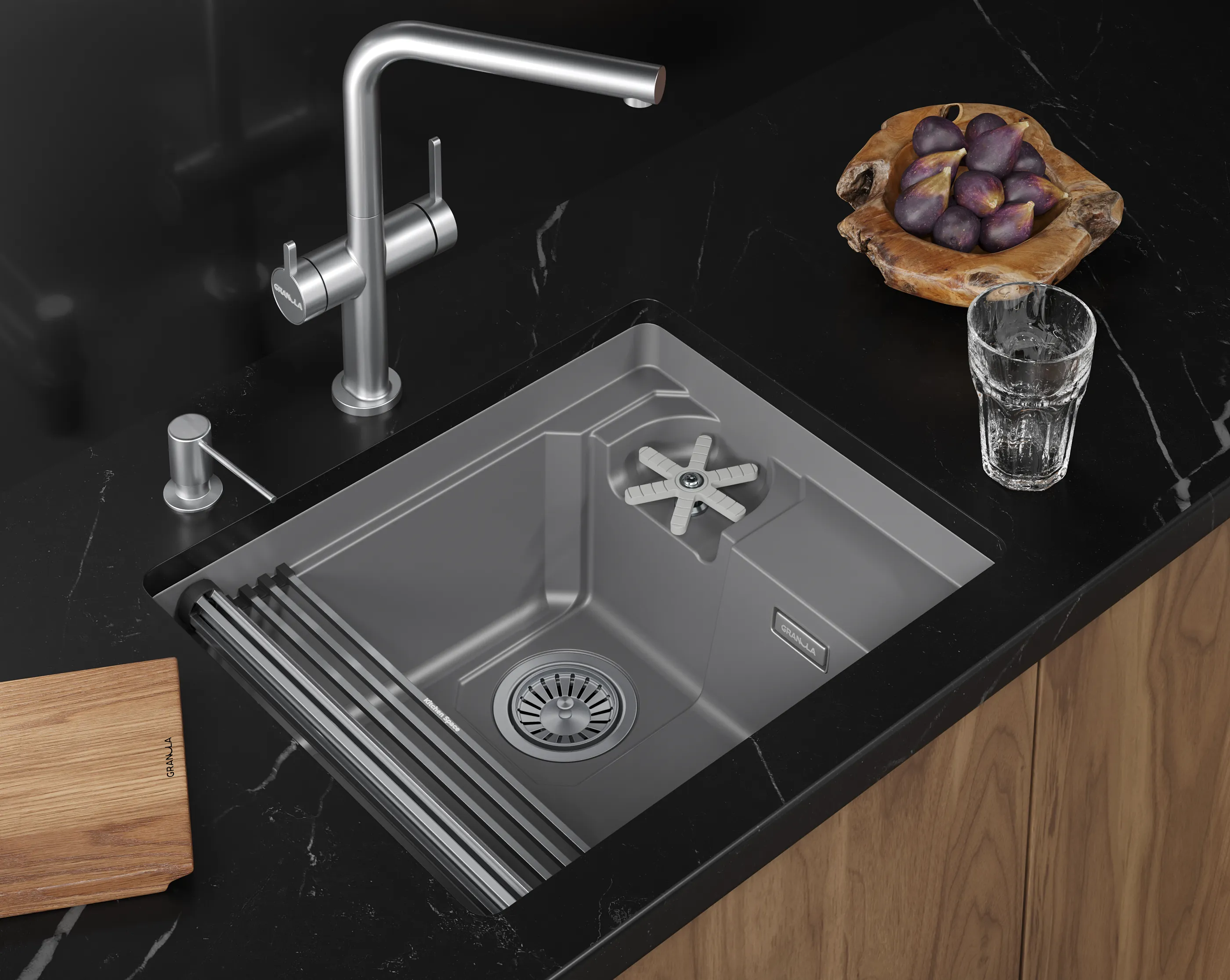 Мойка для кухни Granula Kitchen Space Rinzer 5505RU алюминиум, 55х45 см, прямоугольная