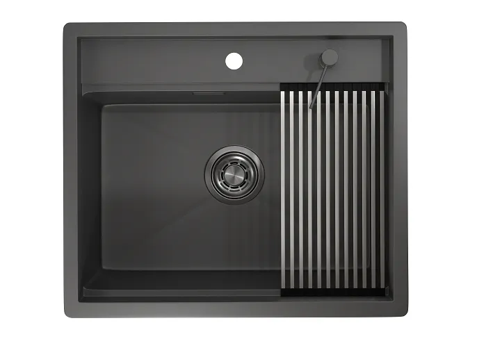 Мойка для кухни Granula Kitchen Space 6051 графит матовый, 60х51 см, прямоугольная
