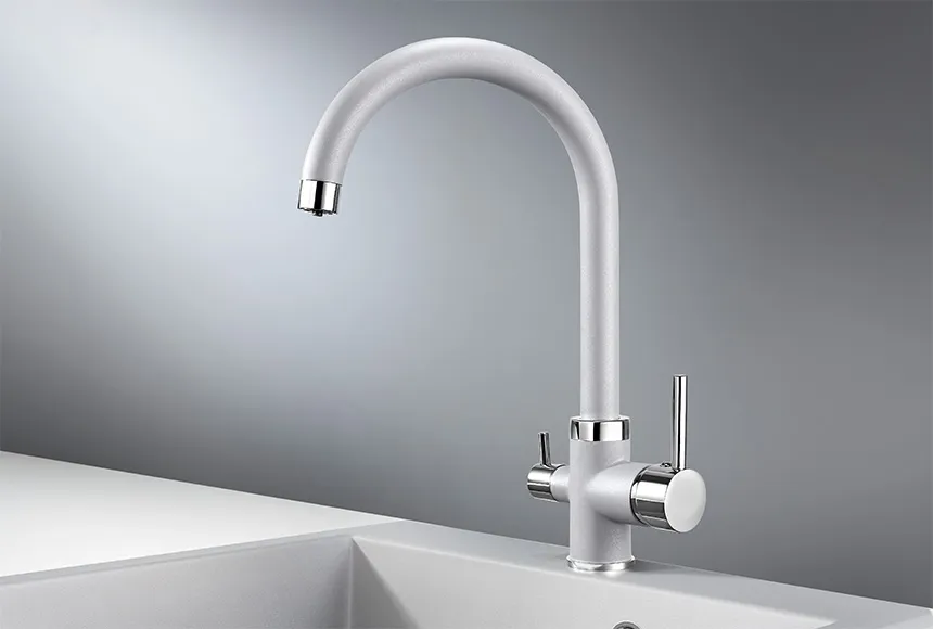 Смеситель для кухни Granula 2168 алюминиум, подключение к фильтру