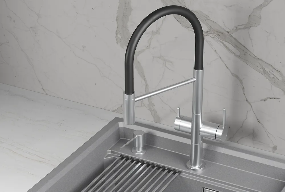 Смеситель для кухни Granula Kitchen Space 8277 нержавеющая сталь, подключение к фильтру, гибкий излив