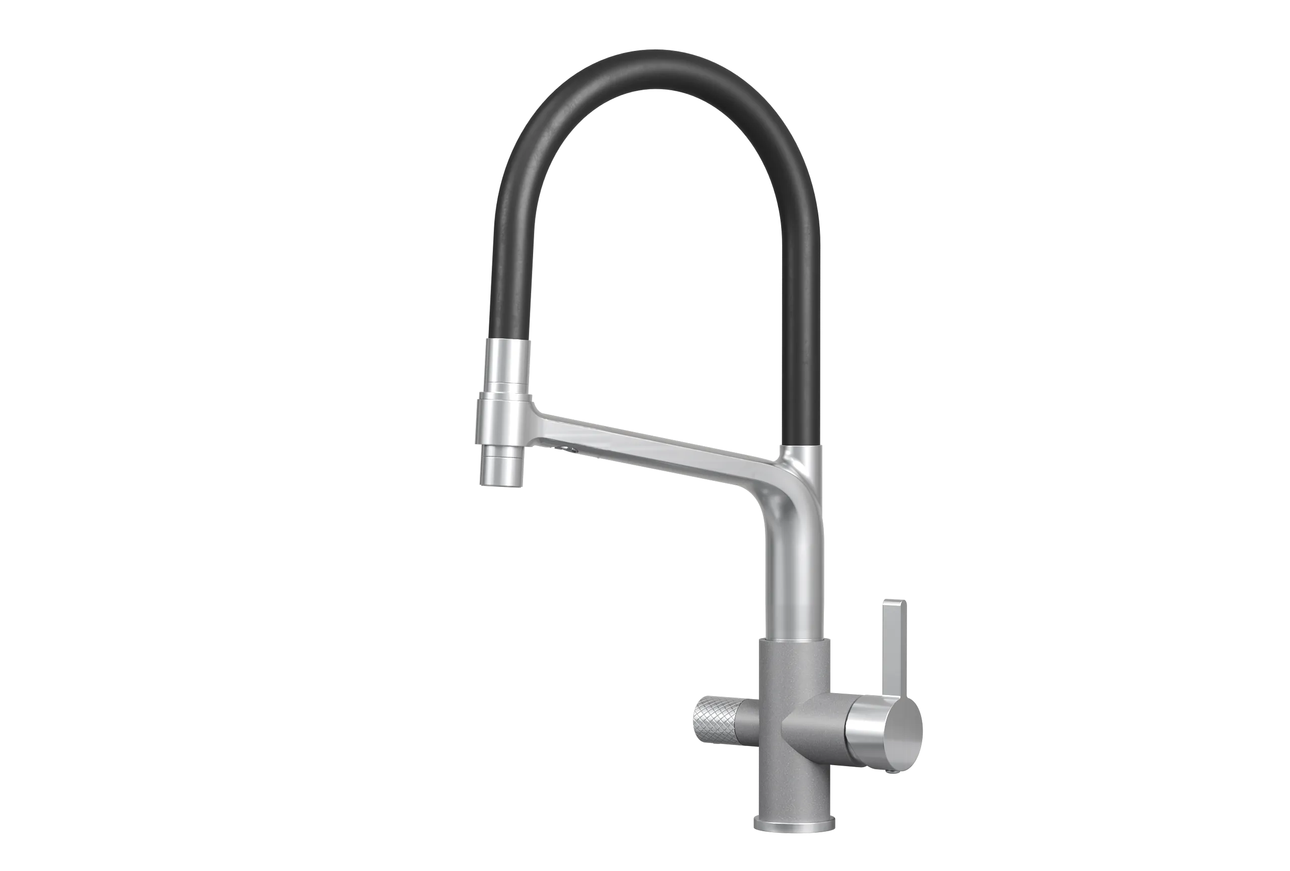 Смеситель для кухни Granula 5083 алюминиум, подключение к фильтру, гибкий излив, с душем