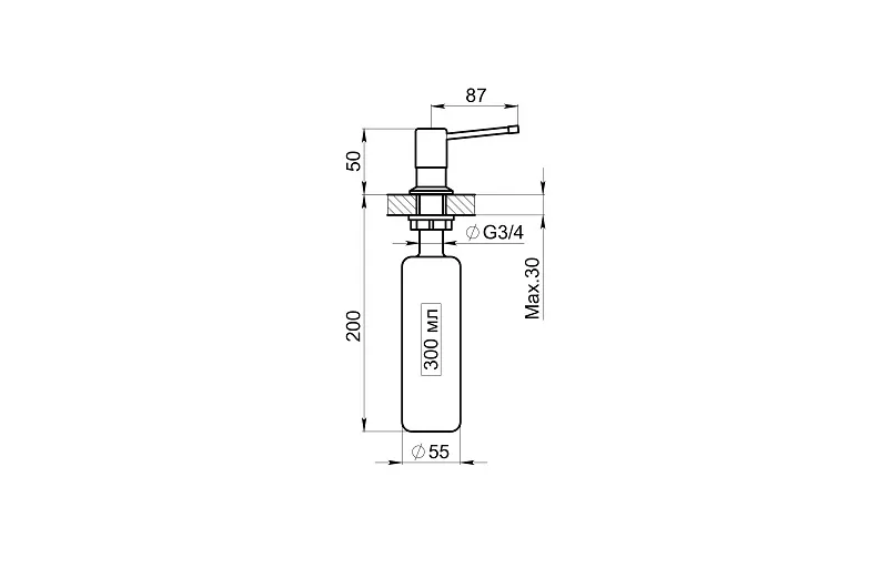 Дозатор моющего средства Granula 05 D алюминиум, объем 300 мл