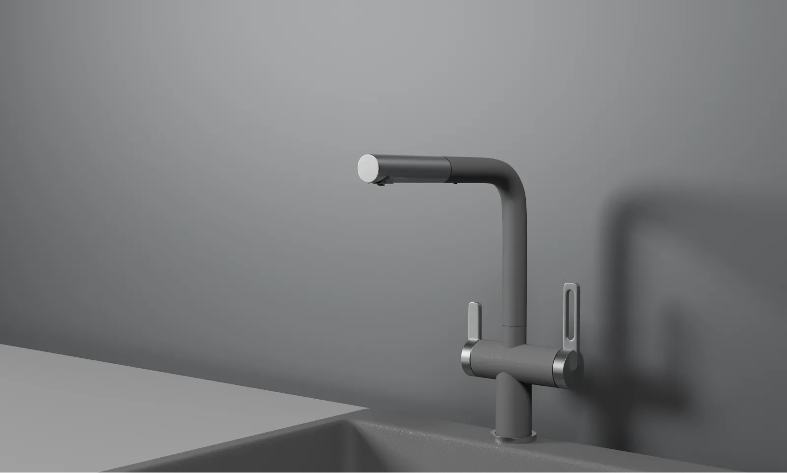 Смеситель для кухни Granula 8170 алюминиум, подключение к фильтру, выдвижной излив