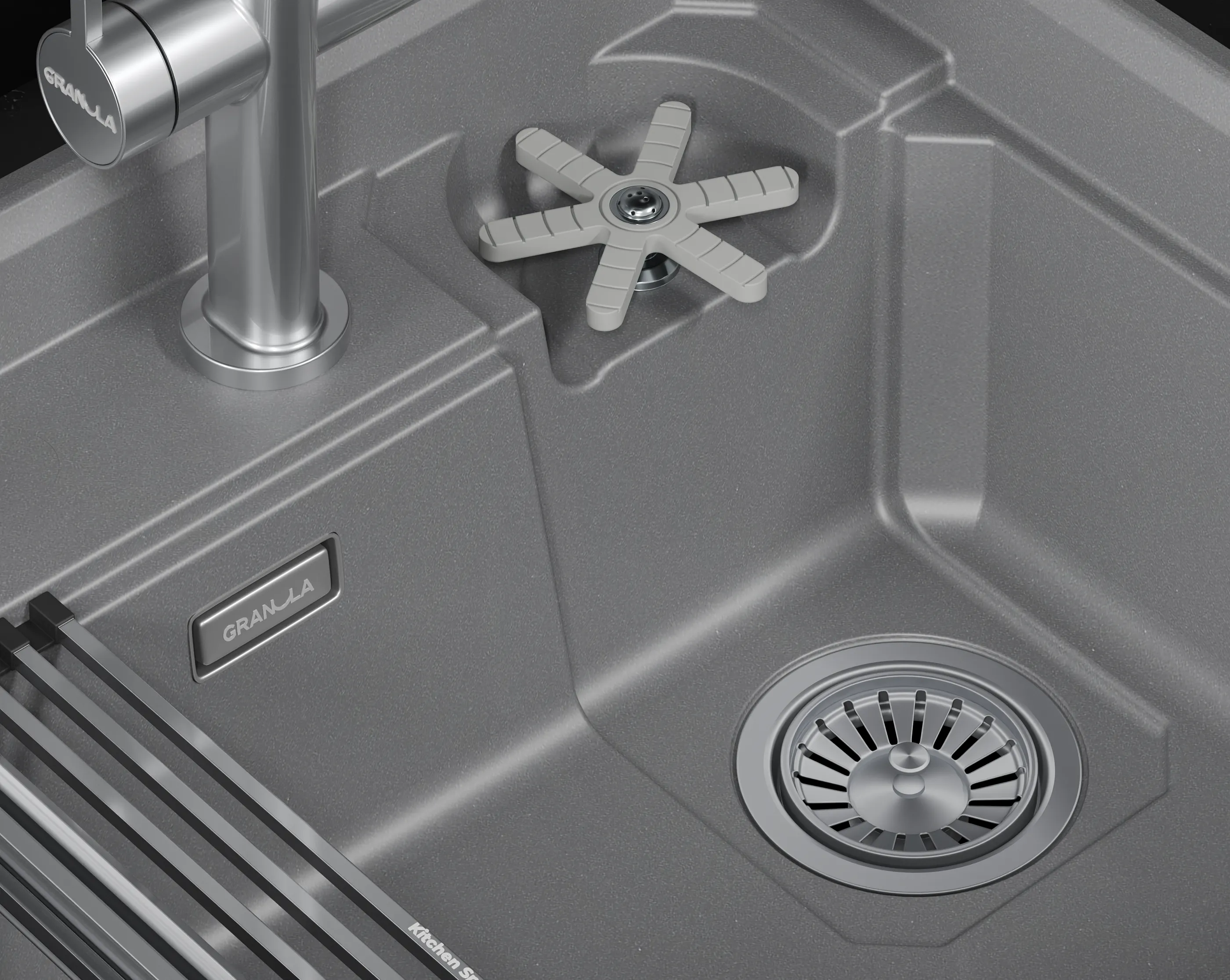 Мойка для кухни Granula Kitchen Space Rinzer 5807R алюминиум, 58х52 см, прямоугольная