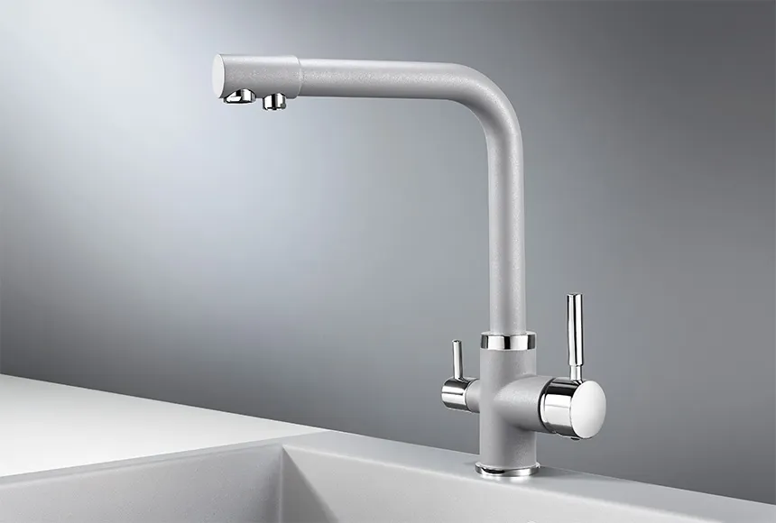 Смеситель для кухни Granula 2015 алюминиум, подключение к фильтру