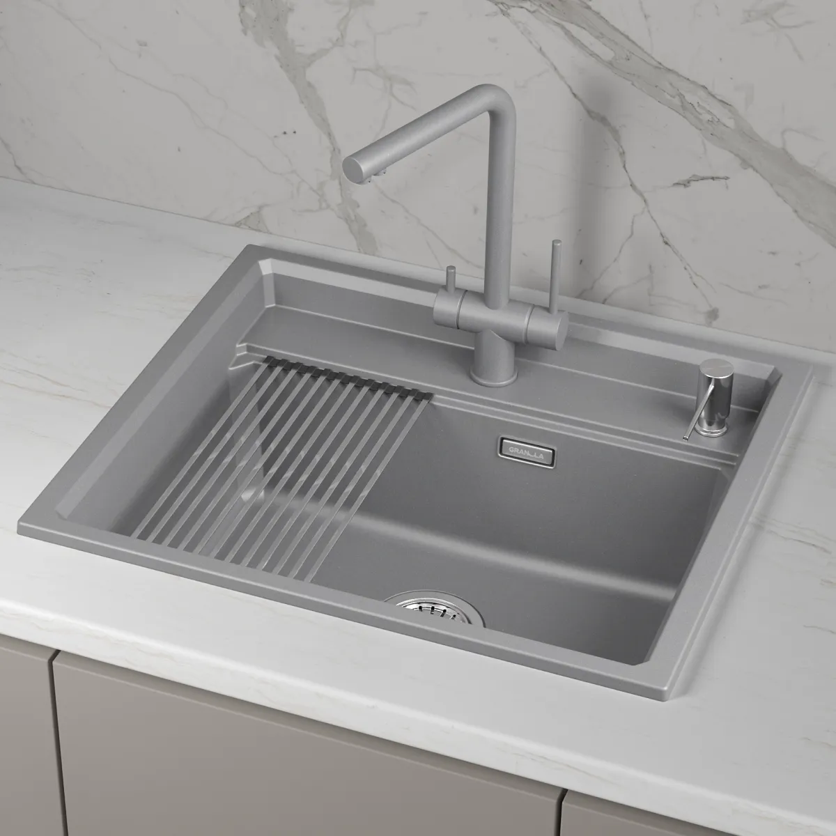 Мойка для кухни Granula Kitchen Space 6003i алюминиум, 60х51 см, прямоугольная