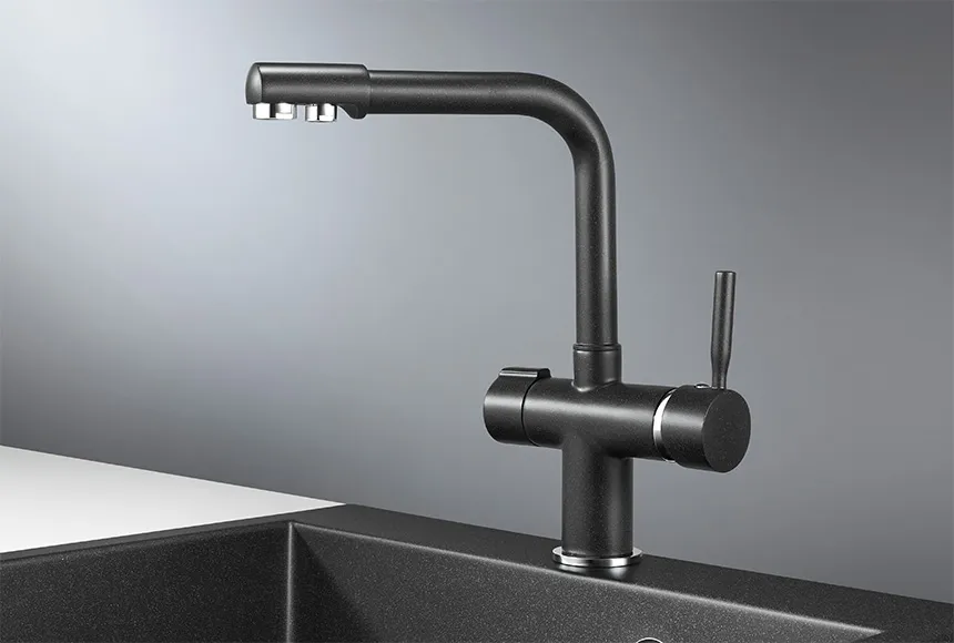 Смеситель для кухни Granula 2088 черный, подключение к фильтру