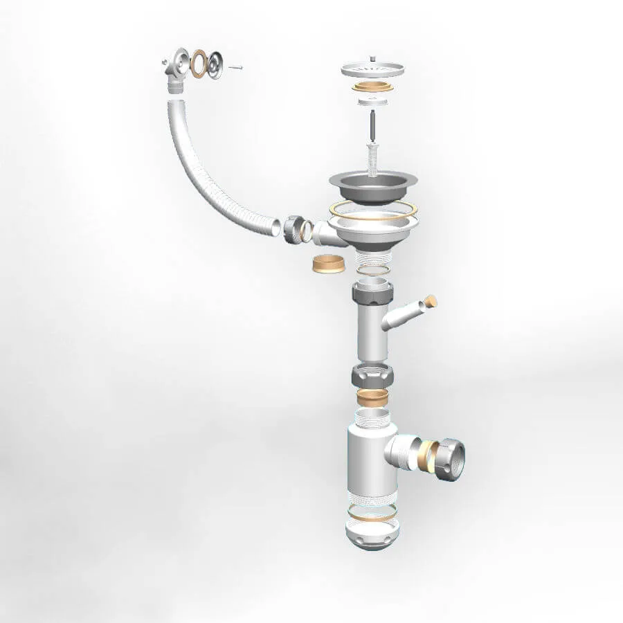 Сифон для мойки Grand 3 1/2 с круглым переливом, выпуск сталь (С.Н. 311-11-24)
