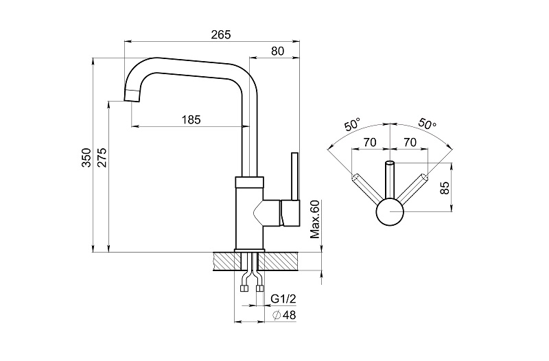 0041, АЛЮМИНИУМ, СМЕСИТЕЛЬ КУХОННЫЙ