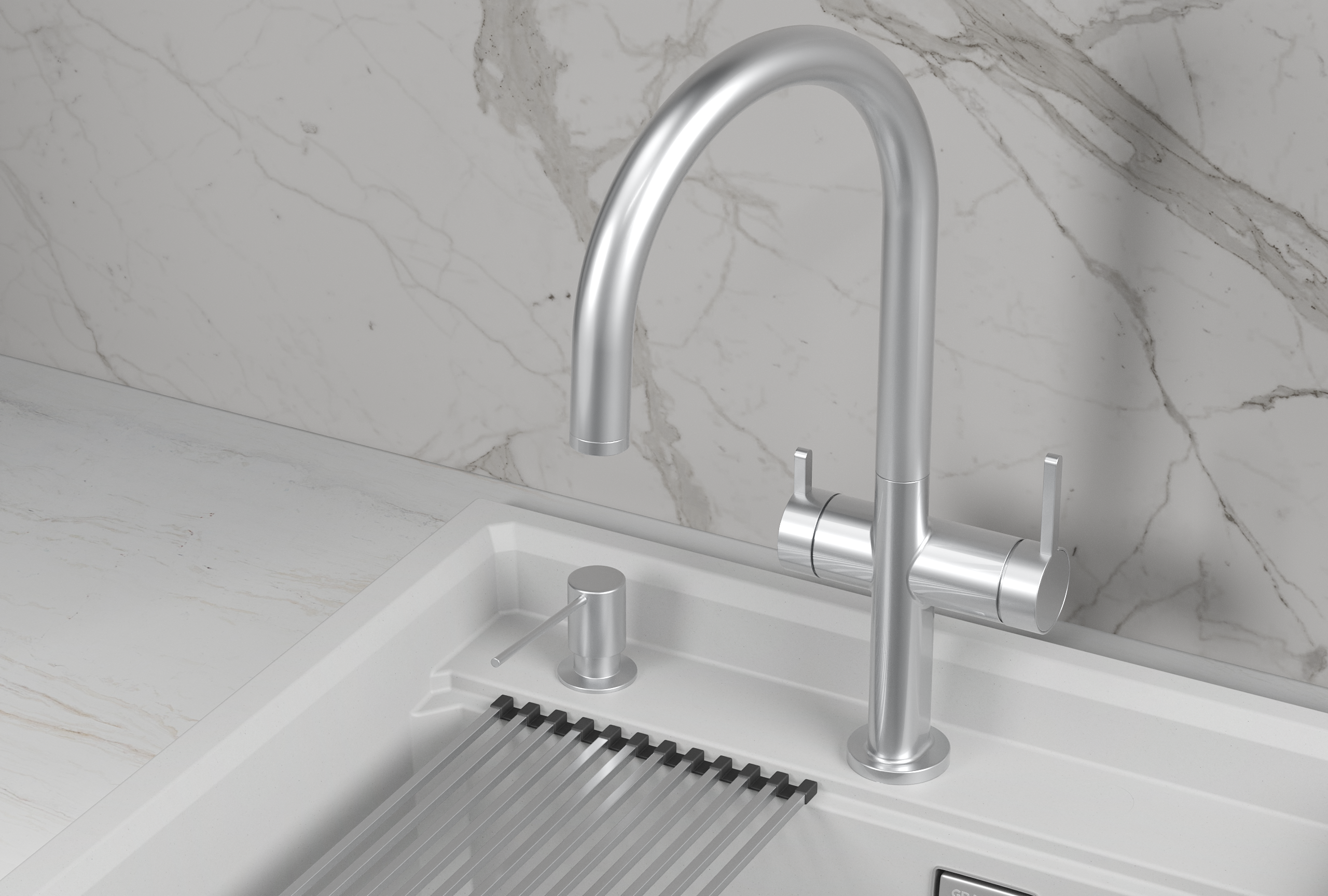 KS-8274, НЕРЖ, СМЕСИТЕЛЬ КУХОННЫЙ KITCHEN SPACE