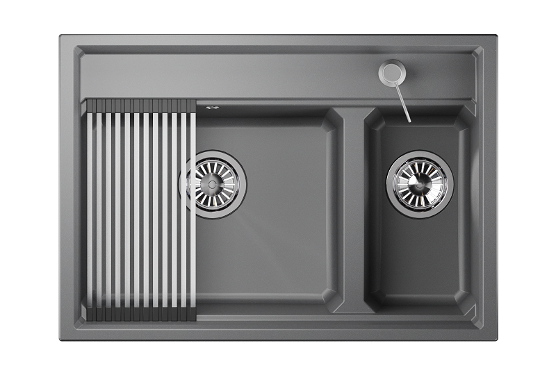 KS-7302, АЛЮМИНИУМ, кухонная мойка, кварц