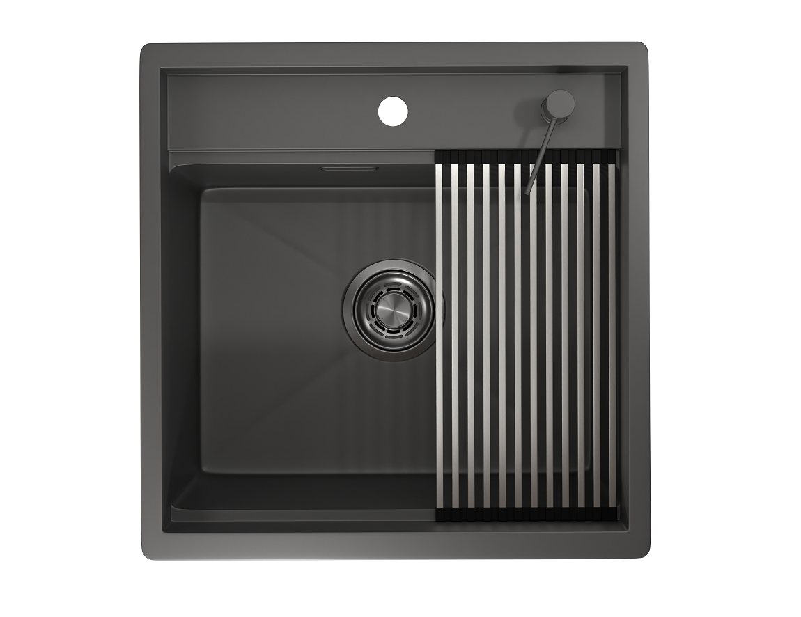 KS-5051, ГРАФИТ МАТОВЫЙ, стальная кухонная мойка KITCHEN SPACE