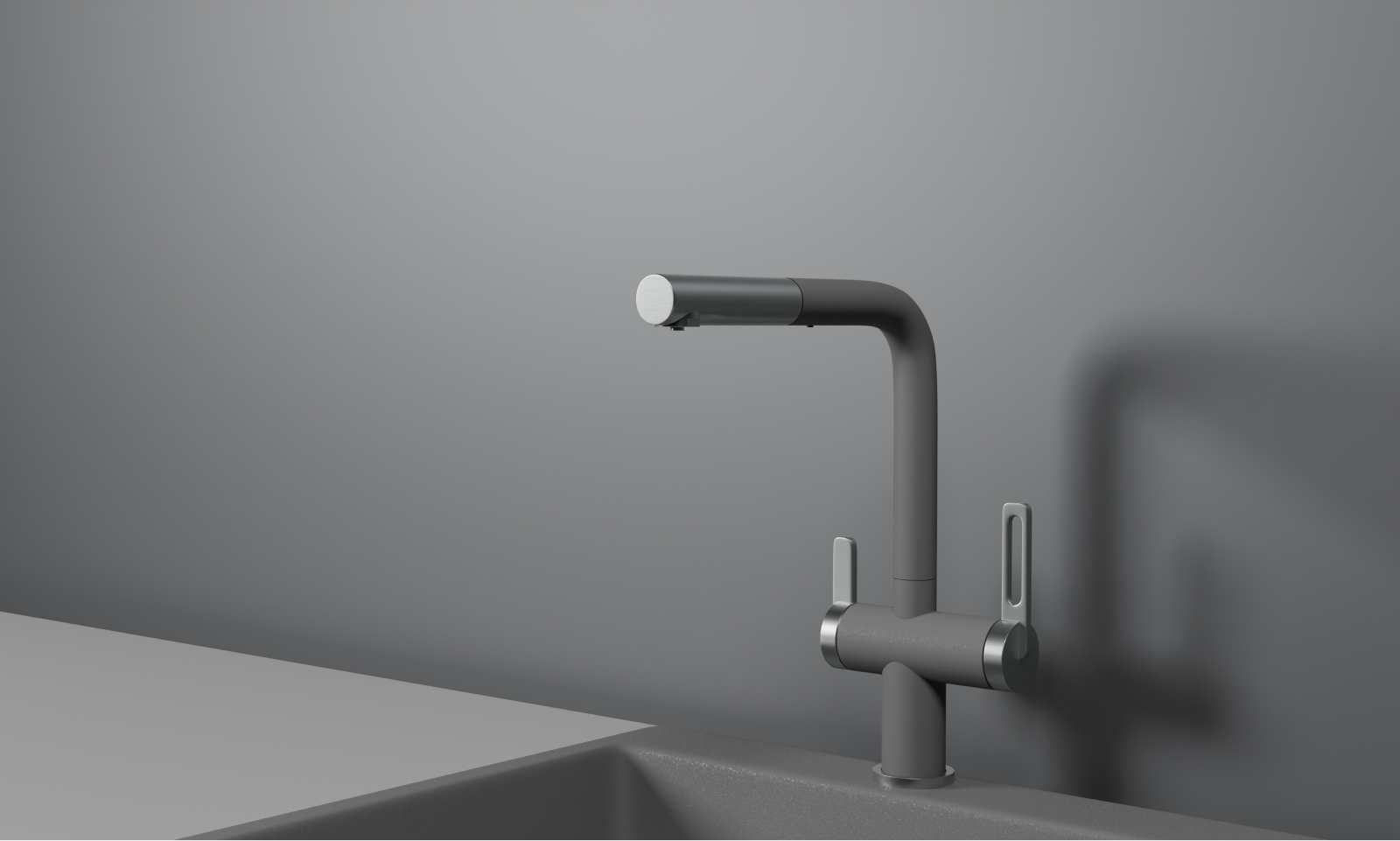 GR-8170, АЛЮМИНИУМ, СМЕСИТЕЛЬ КУХОННЫЙ С ВЫДВИЖНЫМ ИЗЛИВОМ